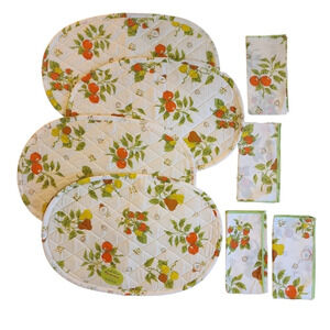 Vintage Placemates by JTI Quilted Placemats & Napkins Set of 4 Retro